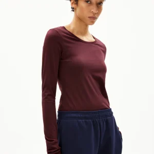 ARMEDANGELS – Haut à manches longues Einiaara – Dark Cranberry