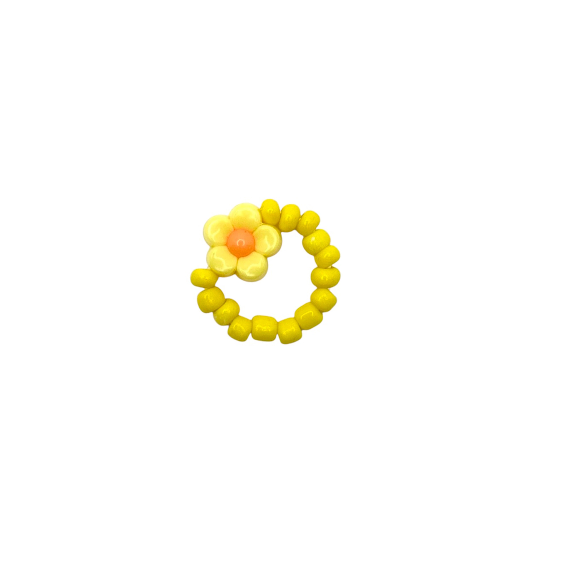 Bague élastique fleurs – jaune