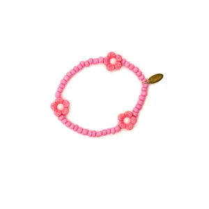 Bracelet élastique fleurs – fuchsia