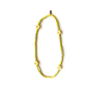 Collier élastique fleurs – jaune