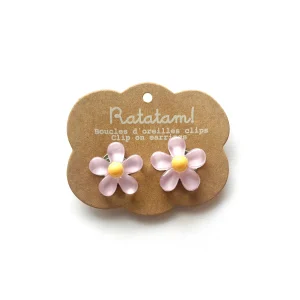 Paire de boucles d&rsquo;oreille clip fleurs – Violet