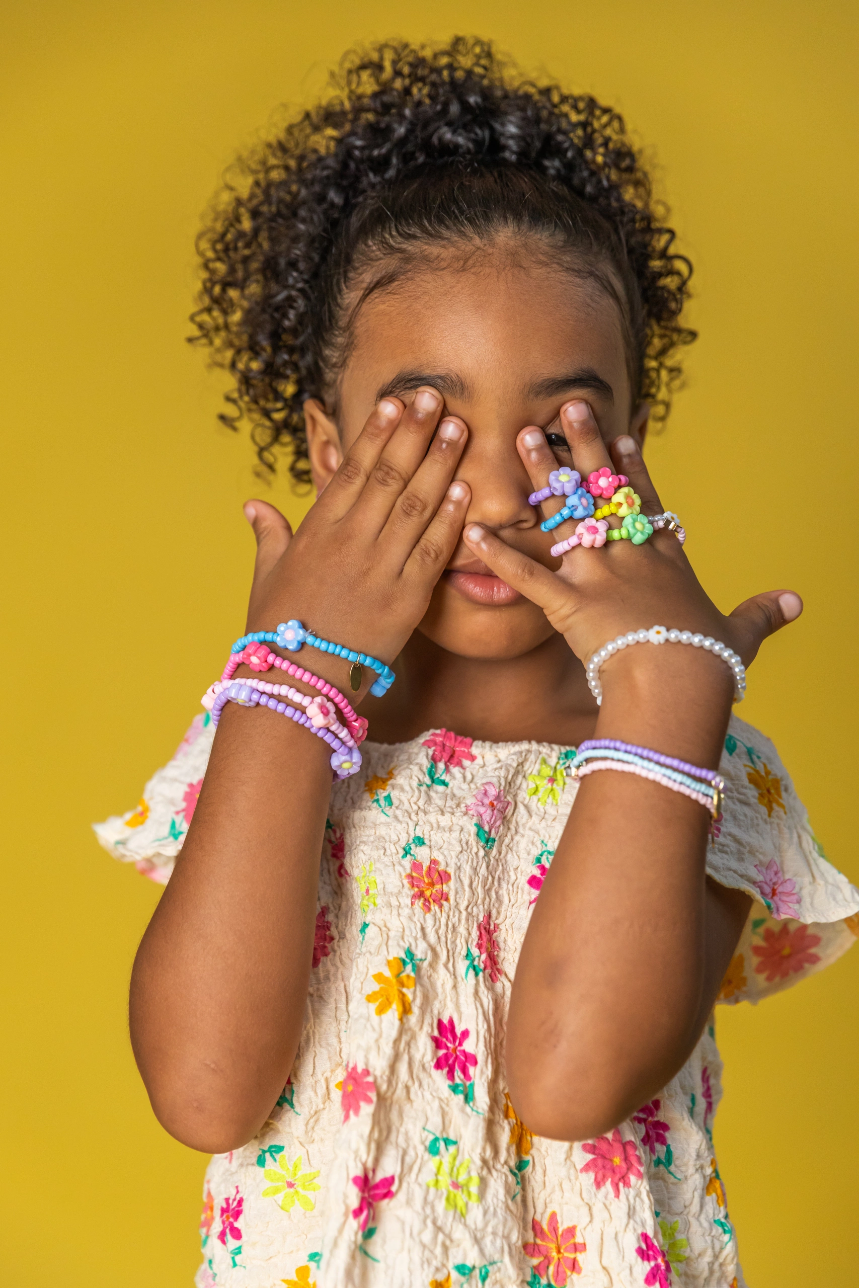 Bague élastique fleurs – bleu – Image 4