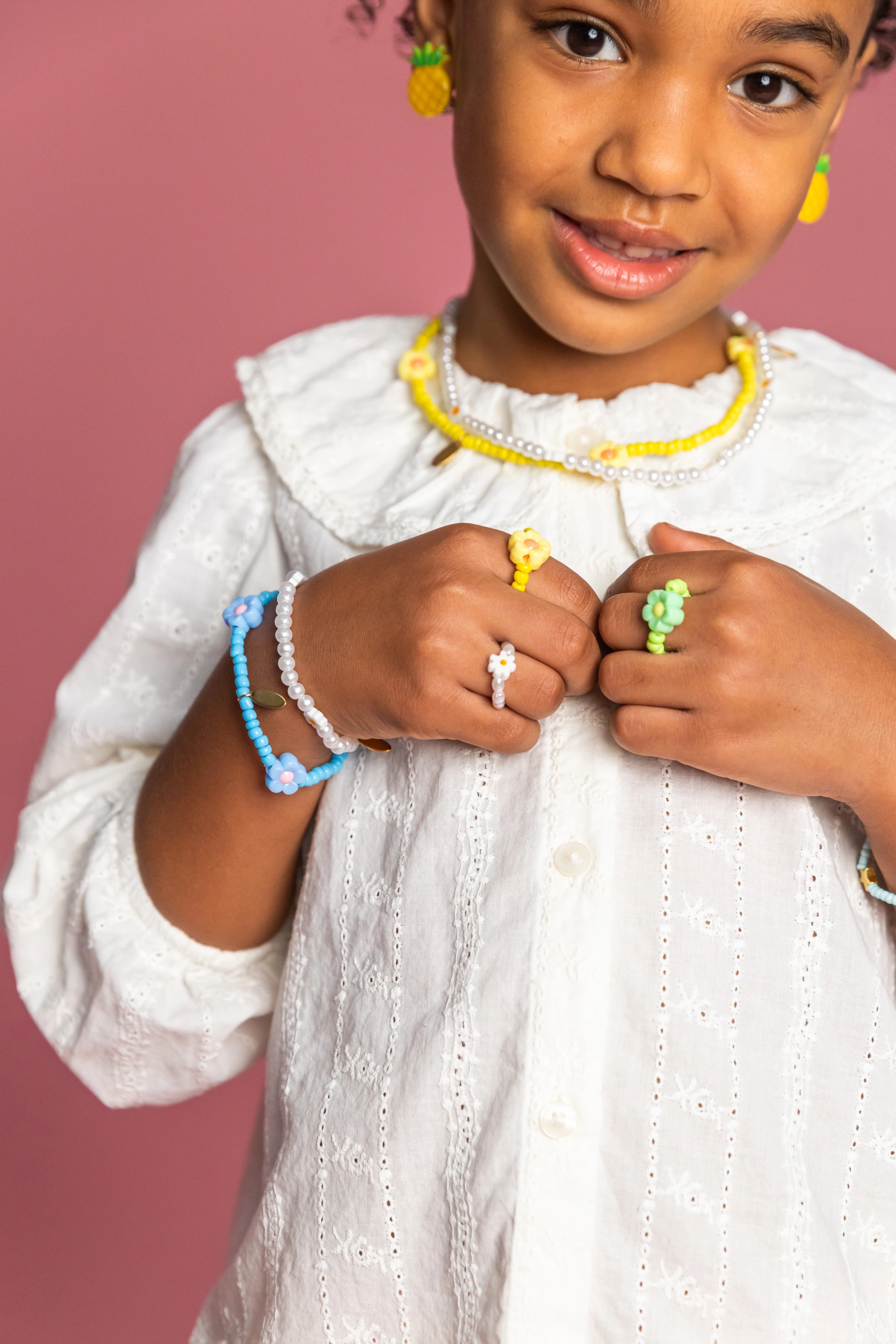 Bague élastique fleurs – jaune – Image 4