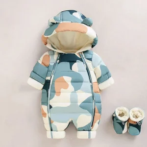 Baby Winter Romper – Hooded Thick Jumpsuit for Newborns & Toddlers