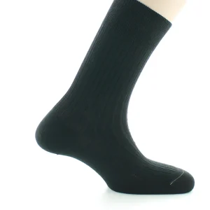 PERRIN – Chaussettes homme à côtes – Laine Bio – Noir